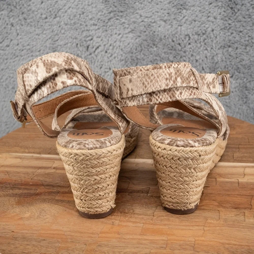 SOFFT Women's Inez Wedge Espadrille Sandal  9M / Sand Snake 1291955 Heel 3